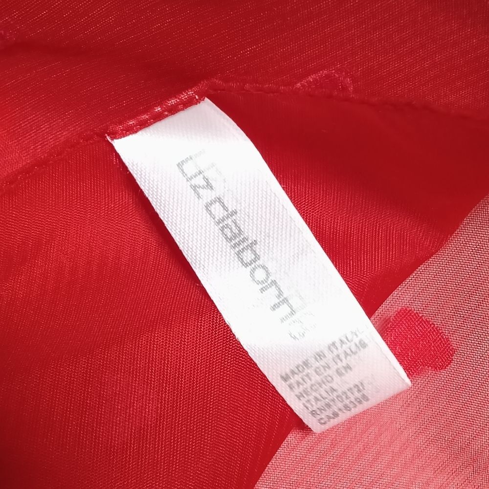 Liz Claiborne Sheer Red Heart Patterned 19" Square Scarf Made In Italy - Picture 4 of 5